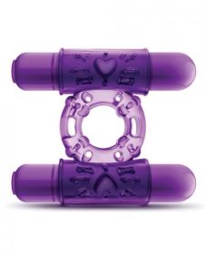 Double Play Dual Vibrating Cock Ring Purple